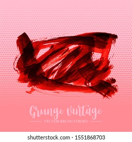 Red brush stroke and texture. Grunge vector abstract hand - painted element. Underline and border design.