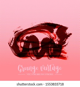Red brush stroke and texture. Grunge vector abstract hand - painted element. Underline and border design.