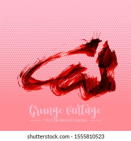 Red brush stroke and texture. Grunge vector abstract hand - painted element. Underline and border design.