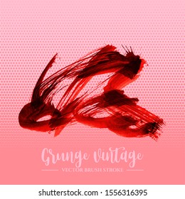 Red brush stroke and texture. Grunge vector abstract hand - painted element. Underline and border design.