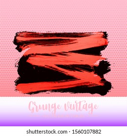 Red brush stroke and texture. Grunge vector abstract hand - painted element. Underline and border design.