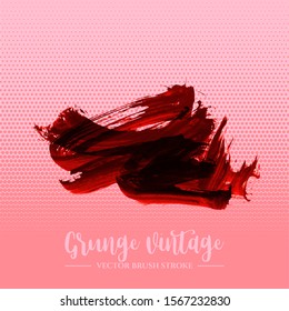 Red brush stroke and texture. Grunge vector abstract hand - painted element. Underline and border design.