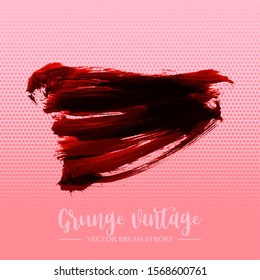 Red brush stroke and texture. Grunge vector abstract hand - painted element. Underline and border design.