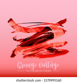Red brush stroke and texture. Grunge vector abstract hand - painted element. Underline and border design.