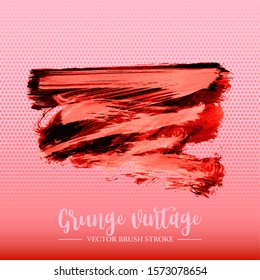 Red brush stroke and texture. Grunge vector abstract hand - painted element. Underline and border design.