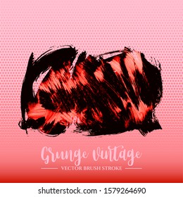 Red brush stroke and texture. Grunge vector abstract hand - painted element. Underline and border design.
