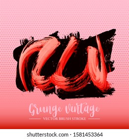Red brush stroke and texture. Grunge vector abstract hand - painted element. Underline and border design.