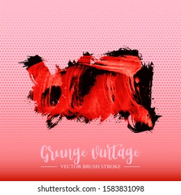 Red brush stroke and texture. Grunge vector abstract hand - painted element. Underline and border design.