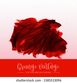 Red brush stroke and texture. Grunge vector abstract hand - painted element. Underline and border design.