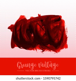 Red brush stroke and texture. Grunge vector abstract hand - painted element. Underline and border design.