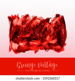 Red brush stroke and texture. Grunge vector abstract hand - painted element. Underline and border design.
