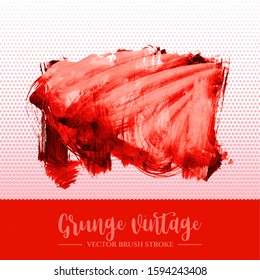 Red brush stroke and texture. Grunge vector abstract hand - painted element. Underline and border design.