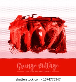 Red brush stroke and texture. Grunge vector abstract hand - painted element. Underline and border design.