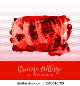 Red brush stroke and texture. Grunge vector abstract hand - painted element. Underline and border design.