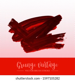Red brush stroke and texture. Grunge vector abstract hand - painted element. Underline and border design.