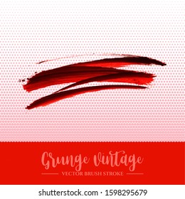 Red brush stroke and texture. Grunge vector abstract hand - painted element. Underline and border design.