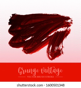 Red brush stroke and texture. Grunge vector abstract hand - painted element. Underline and border design.