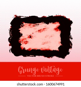 Red brush stroke and texture. Grunge vector abstract hand - painted element. Underline and border design.
