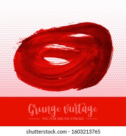 Red brush stroke and texture. Grunge vector abstract hand - painted element. Underline and border design.