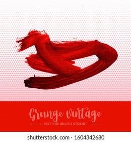 Red brush stroke and texture. Grunge vector abstract hand - painted element. Underline and border design.