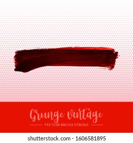 Red brush stroke and texture. Grunge vector abstract hand - painted element. Underline and border design.