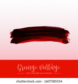 Red brush stroke and texture. Grunge vector abstract hand - painted element. Underline and border design.