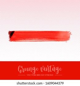 Red brush stroke and texture. Grunge vector abstract hand - painted element. Underline and border design.