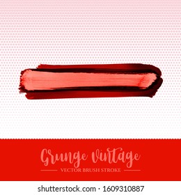 Red brush stroke and texture. Grunge vector abstract hand - painted element. Underline and border design.