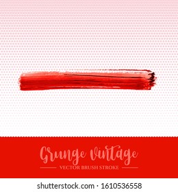 Red brush stroke and texture. Grunge vector abstract hand - painted element. Underline and border design.