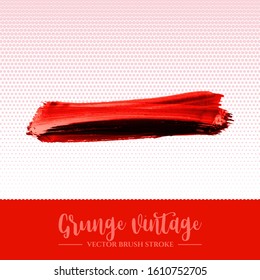 Red brush stroke and texture. Grunge vector abstract hand - painted element. Underline and border design.