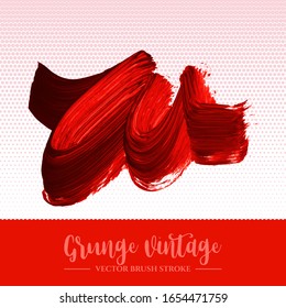 Trazo y textura del pincel rojo. Grunge vectorial abstracto de la mano - elemento pintado. Diseño de subrayado y borde.
