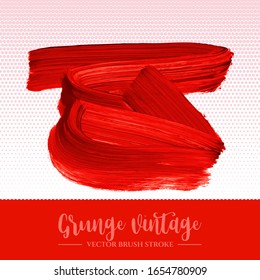 Trazo y textura del pincel rojo. Grunge vectorial abstracto de la mano - elemento pintado. Diseño de subrayado y borde.