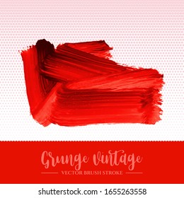 Trazo y textura del pincel rojo. Grunge vectorial abstracto de la mano - elemento pintado. Diseño de subrayado y borde.