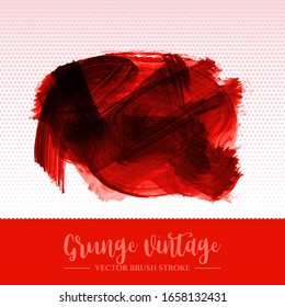 Red brush stroke and texture. Grunge vector abstract hand - painted element. Underline and border design.
