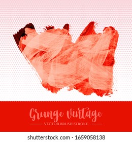 Red brush stroke and texture. Grunge vector abstract hand - painted element. Underline and border design.