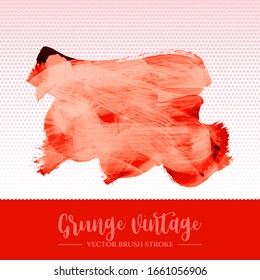 Red brush stroke and texture. Grunge vector abstract hand - painted element. Underline and border design.