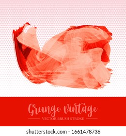 Red brush stroke and texture. Grunge vector abstract hand - painted element. Underline and border design.