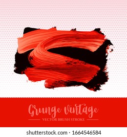 Red brush stroke and texture. Grunge vector abstract hand - painted element. Underline and border design.