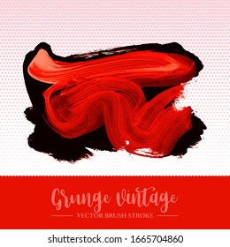 Red brush stroke and texture. Grunge vector abstract hand - painted element. Underline and border design.