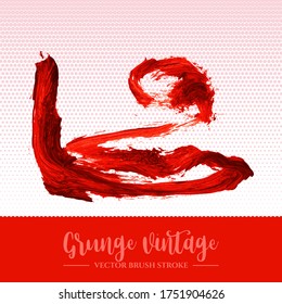 Red brush stroke and texture. Grunge vector abstract hand - painted element. Underline and border design.