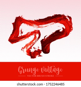 Red brush stroke and texture. Grunge vector abstract hand - painted element. Underline and border design.