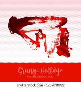 Red brush stroke and texture. Grunge vector abstract hand - painted element. Underline and border design.