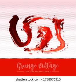 Trazo y textura de pincel rojo. Grunge vector abstracto mano - elemento pintado. Diseño de subrayado y borde.