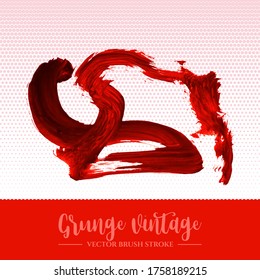 Trazo y textura de pincel rojo. Grunge vector abstracto mano - elemento pintado. Diseño de subrayado y borde.