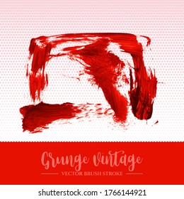 Red brush stroke and texture. Grunge vector abstract hand - painted element. Underline and border design.