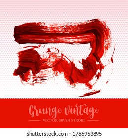 Trazo y textura de pincel rojo. Grunge vector abstracto mano - elemento pintado. Diseño de subrayado y borde.