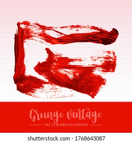 Red brush stroke and texture. Grunge vector abstract hand - painted element. Underline and border design.