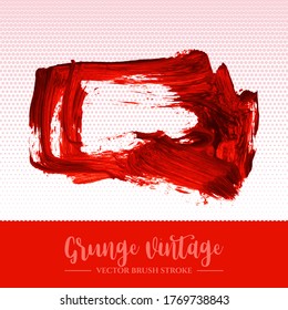 Red brush stroke and texture. Grunge vector abstract hand - painted element. Underline and border design.