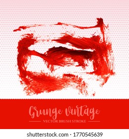 Trazo y textura de pincel rojo. Grunge vector abstracto mano - elemento pintado. Diseño de subrayado y borde.