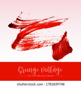 Trazo y textura de pincel rojo. Grunge vector abstracto mano - elemento pintado. Diseño de subrayado y borde.